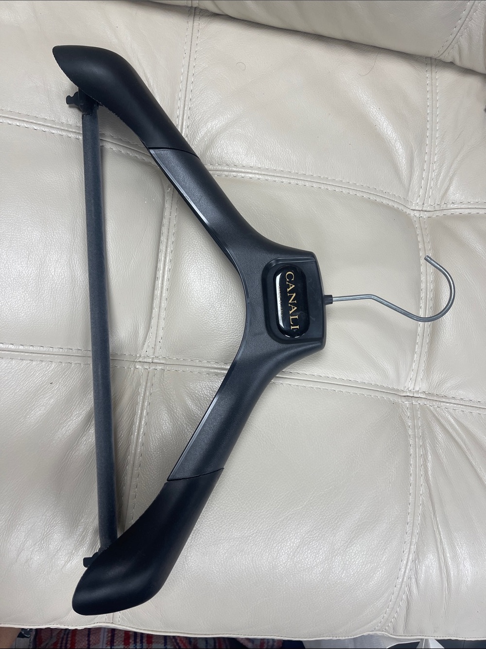 CANALI Black Plastic Suit Hanger with Integrated Brand Plate
